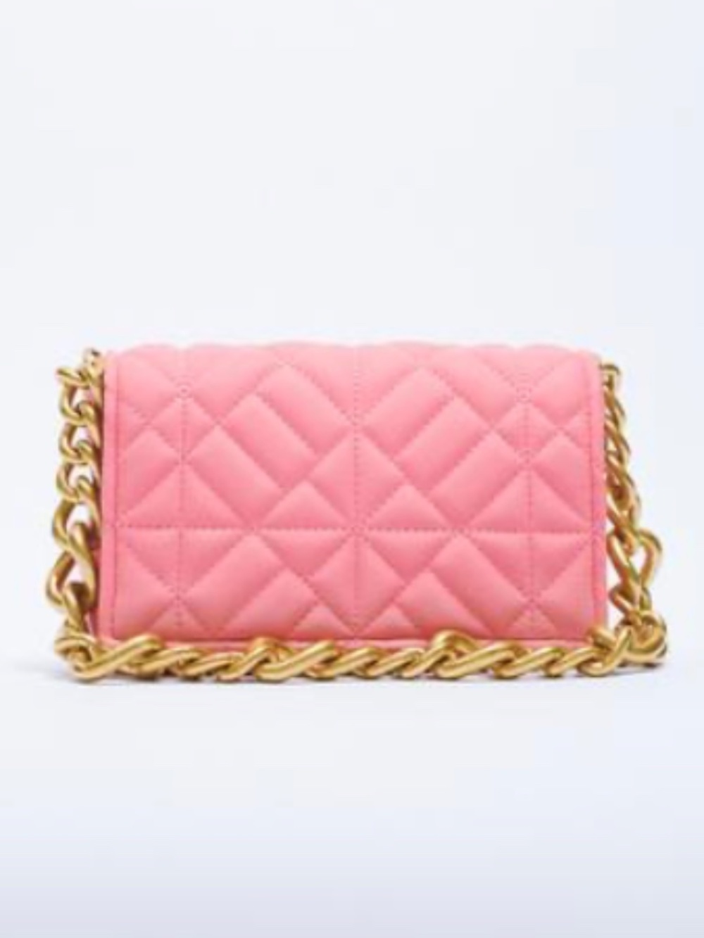 Zara pink quilted shoulder bag with gold chain